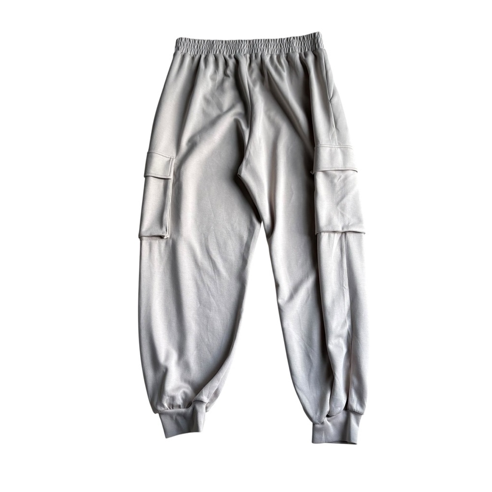 White Birch Cream Elastic Waist cargo jogger Pants - Picture 2 of 5